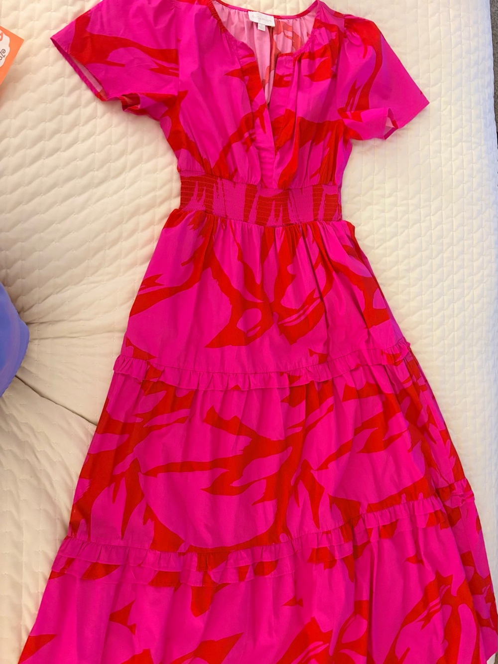 Sugarlips Hot Pink & Red Maxi Dress with Ruffle Sleeves - Picture 3 of 5